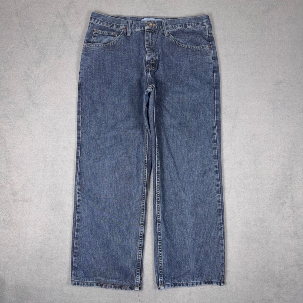 Lee Jeans Mens 34x28 Relaxed Straight Leg Cotton Denim Blue Medium Wash Casual